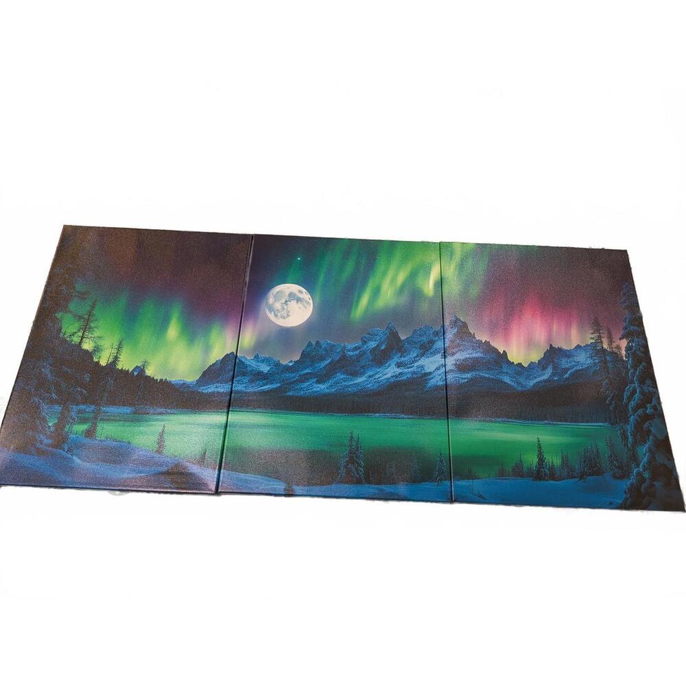 Northern Lights Canvas Wall Art - Triple Panel Scenic Decor home wall art Statem